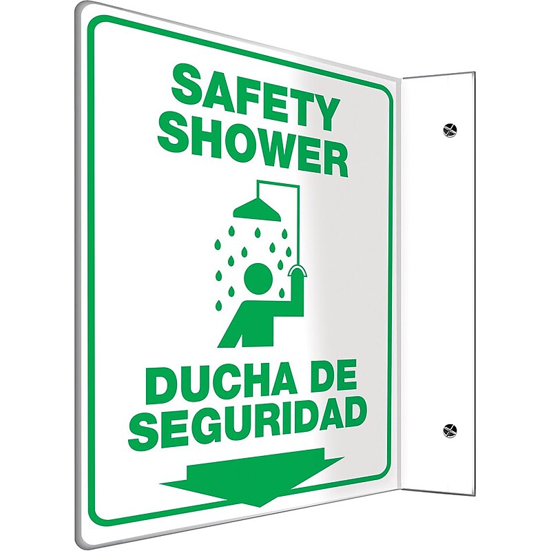 Accuform Safety Shower/Ducha De Seguridad Projection Sign, Green/White, 12"H x 9"W (SBPSP752) image 1