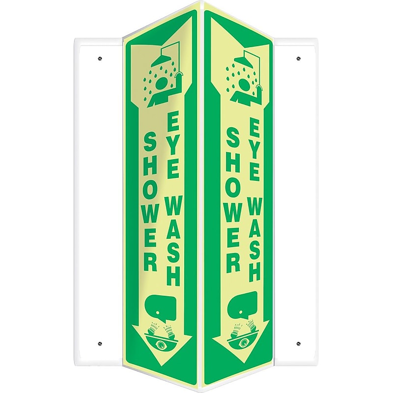 Accuform Shower Eye Wash Projection Sign, Green/White, 18"H x 4"W (PSP803) image 1