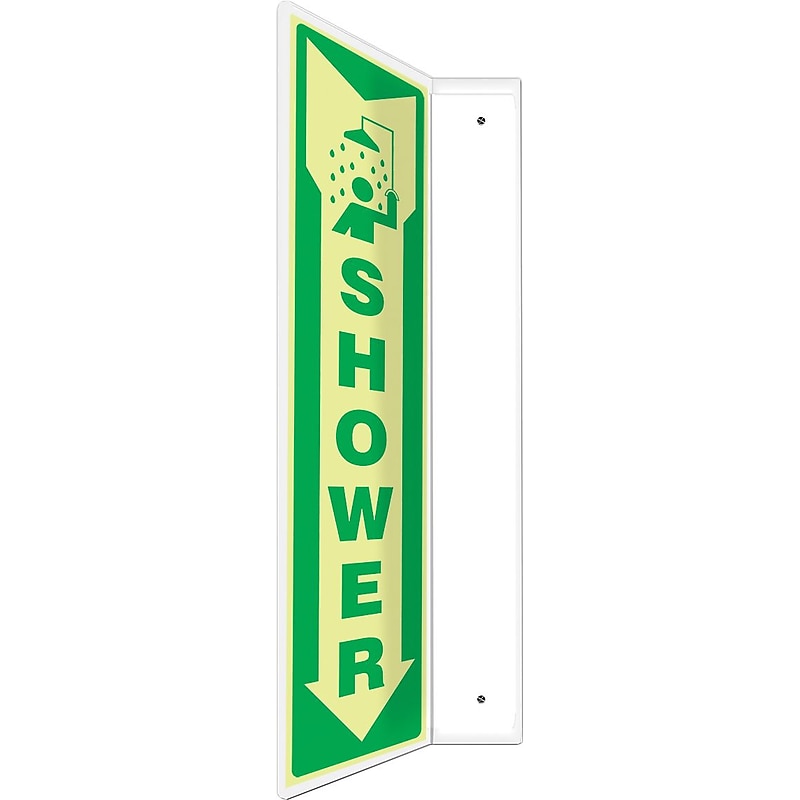 Accuform Shower Projection Sign, Green/White, 18"H x 4"W (PSP916) image 1