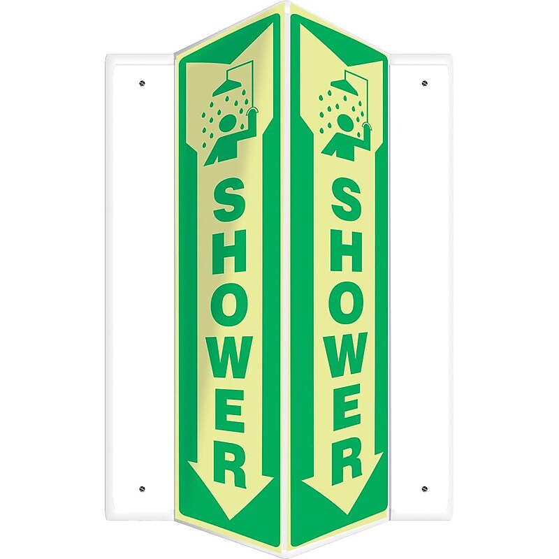 Accuform Shower Projection Sign, Green/White, 18"H x 4"W (PSP804) image 1