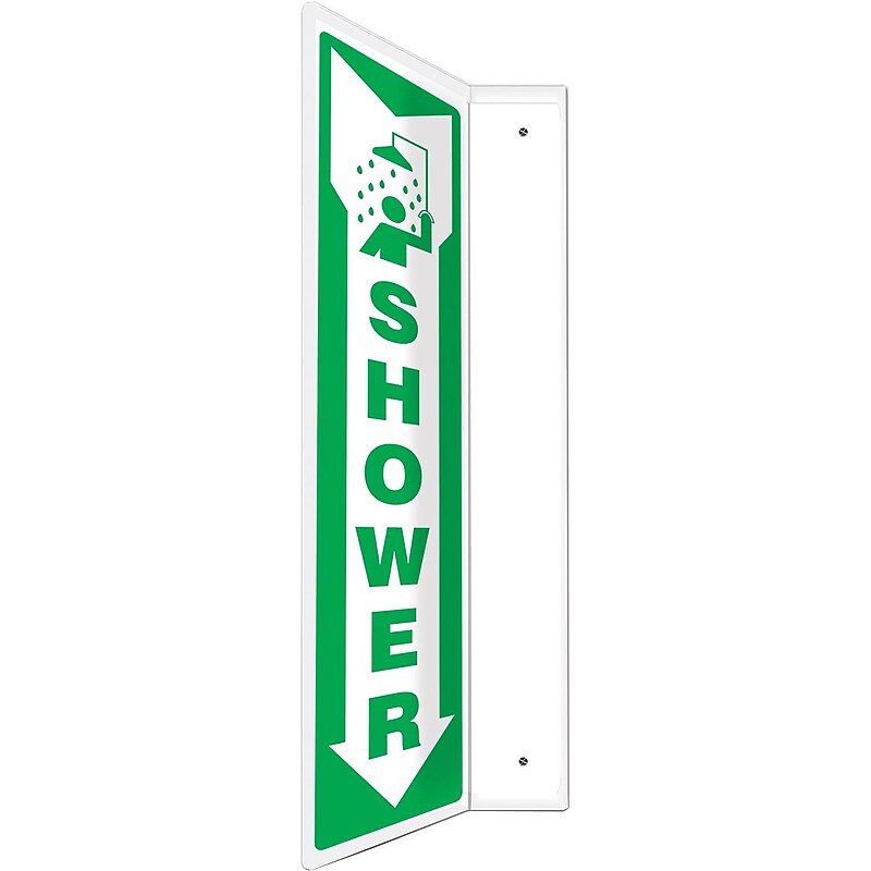 Accuform Shower Projection Sign, Green/White, 18"H x 4"W (PSP438) image 1
