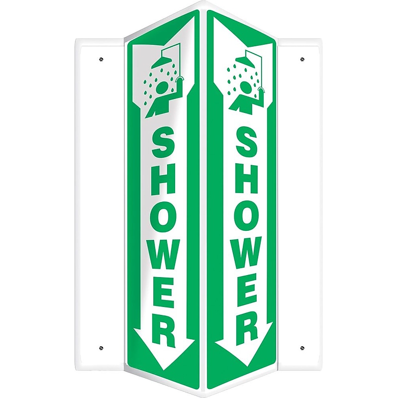 Accuform Shower Projection Sign, Green/White, 18"H x 4"W (PSP387) image 1