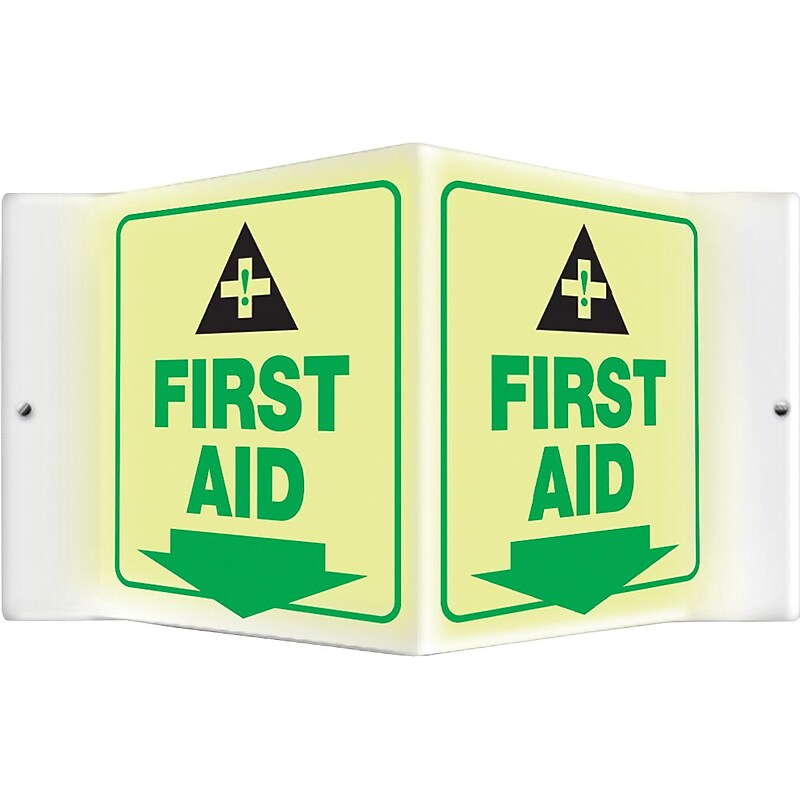 Accuform First Aid Projection Sign, Green/Black/Yellow, 6"H x 5"W (PSP865) image 1