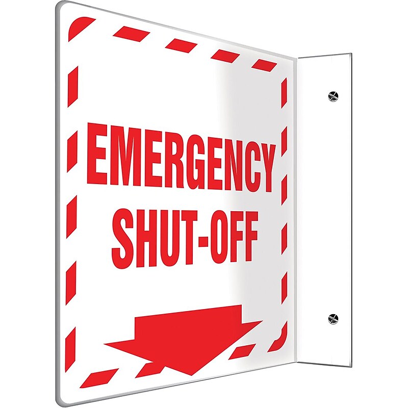 Accuform Emergency Shut-Off Projection Sign, Red/White, 8"H x 8"W (PSP428) image 1