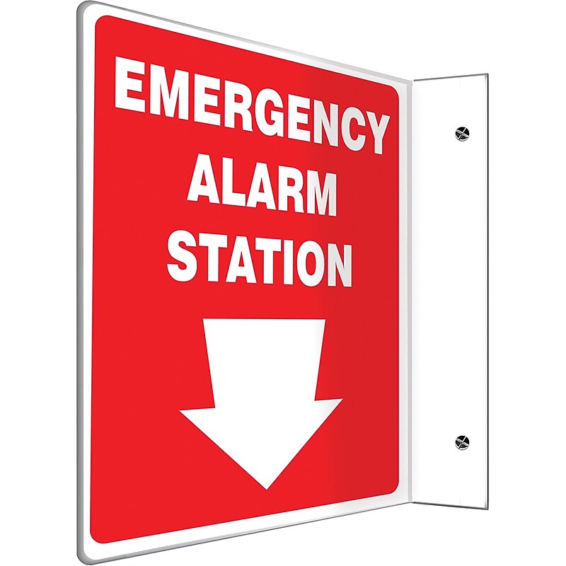 Accuform Emergency Alarm Station Projection Sign, White/Red, 12"H x 9"W (PSP415) image 1