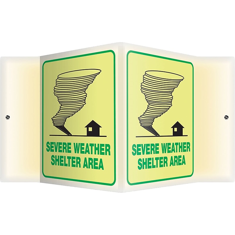 Accuform Severe Weather Shelter Area Projection Sign, Black/Green, 6"H x 5"W (PSP352) image 1