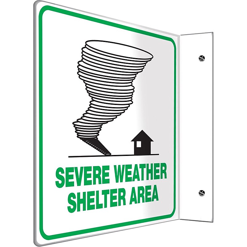 Accuform Severe Weather Shelter Area Projection Sign, Green/White, 8"H x 8"W (PSP252) image 1