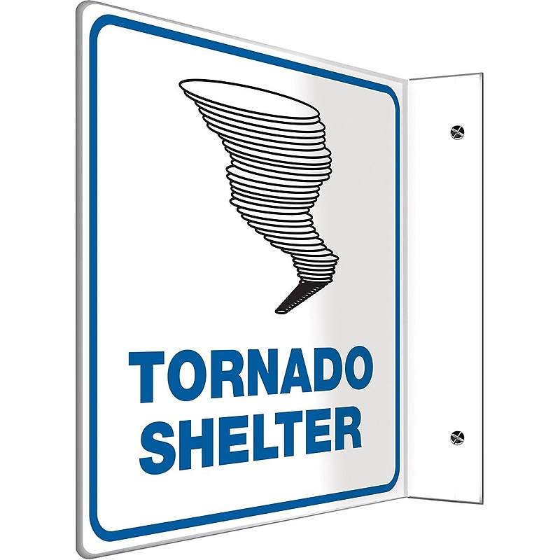 Accuform Tornado Shelter Projection Sign, Black/Blue/White, 8"H x 8"W (PSP257) image 1