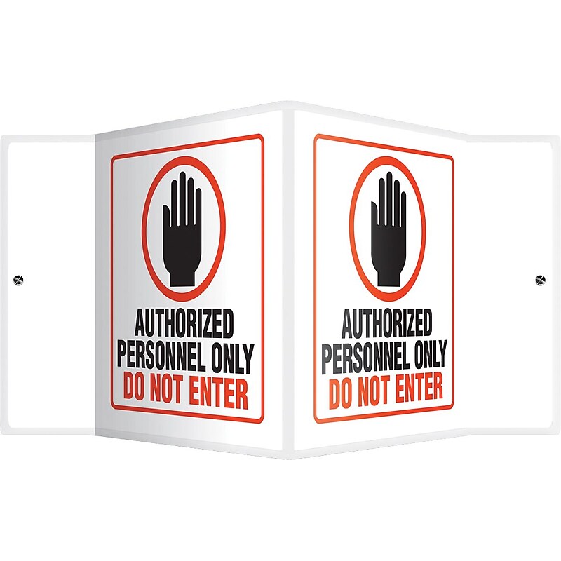 Accuform Authorized Personnel Only Do Not Enter Projection Sign, Black/Orange/White, 6" x 5" (PSP120) image 1