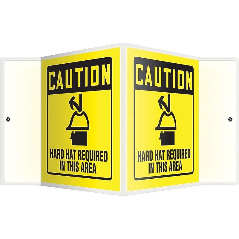 Accuform Hard Hat Required In This Area Projection Sign, Black/Yellow, 6"H x 5"W (PSP363) image 1