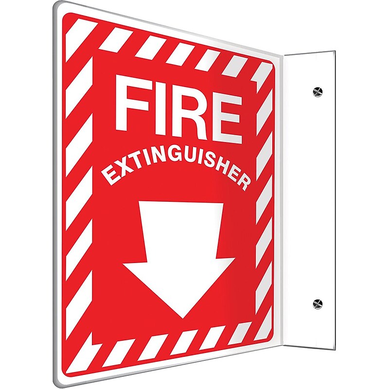Accuform Fire Extinguisher Projection Sign, Red/White, 12"H x 9"W (PSP406) image 1