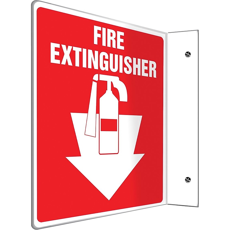 Accuform Fire Extinguisher Projection Sign, White/Red, 8"H x 8"W (PSP707) image 1