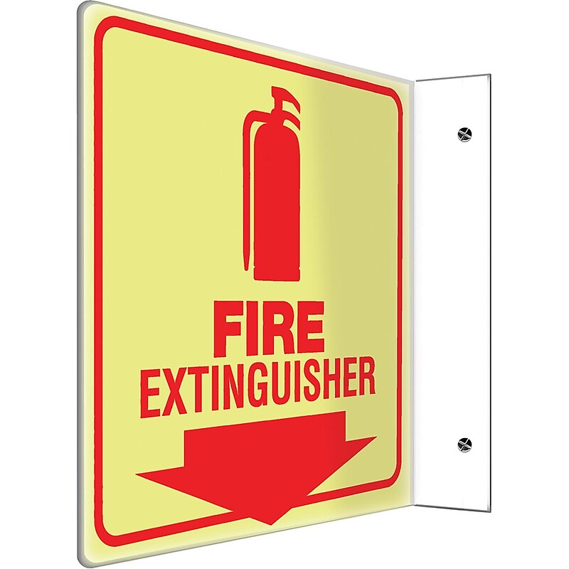 Accuform Fire Extinguisher Projection Sign, Red, 8"H x 8"W (PSP459) image 1