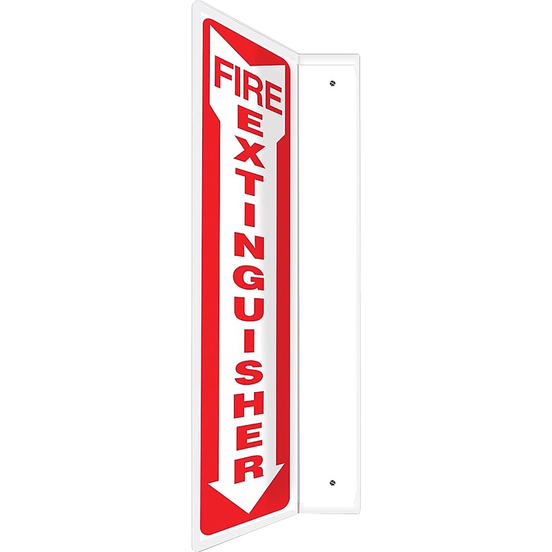 Accuform Fire Extinguisher Projection Sign, Red/White, 24"H x 4"W (PSP719) image 1