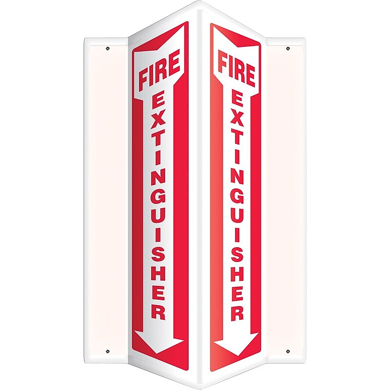 Accuform Fire Extinguisher Projection Sign, Red/White, 24"H x 4"W (PSP627) image 1