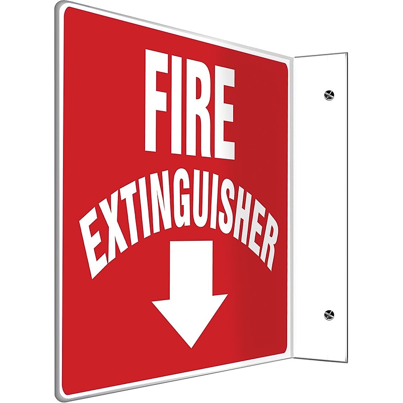 Accuform Fire Extinguisher Projection Sign, White/Red, 8"H x 12"W (PSP219) image 1