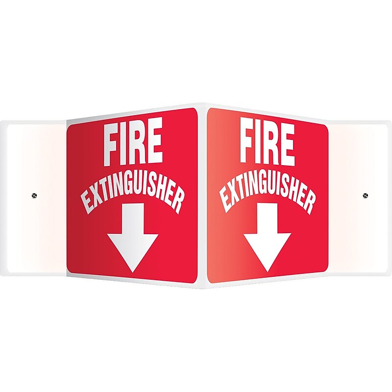 Accuform Fire Extinguisher Projection Sign, White/Red, 8"H x 12"W (PSP364) image 1