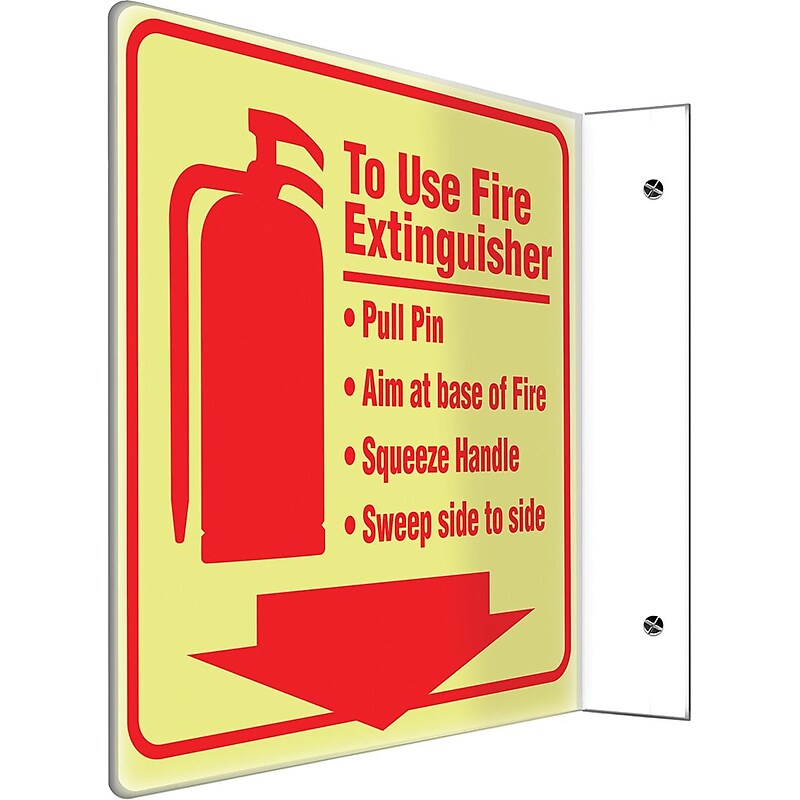 Accuform To Use Fire Extinguisher Projection Sign, Red, 8"H x 8"W (PSP460) image 1