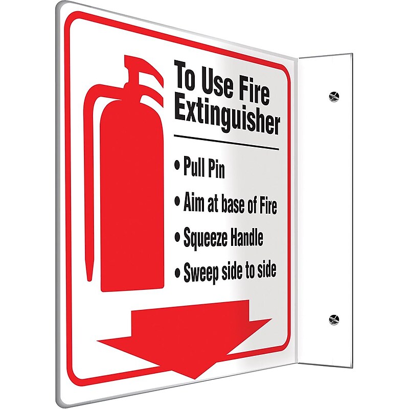 Accuform To Use Fire Extinguisher Projection Sign, Red/Black/White, 8"H x 8"W (PSP726) image 1