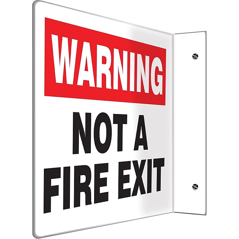 Accuform Warning Not A Fire Escape Projection Sign, Black/White, 8"H x 12"W (PSP222) image 1