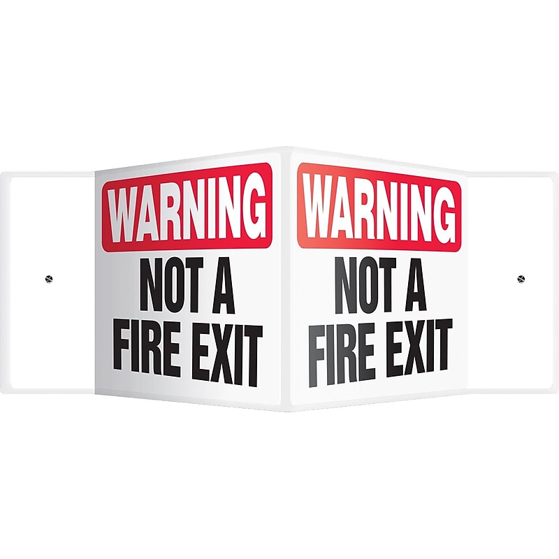 Accuform Warning Not A Fire Exit Projection Sign, Black/White, 8"H x 12"W (PSP332) image 1