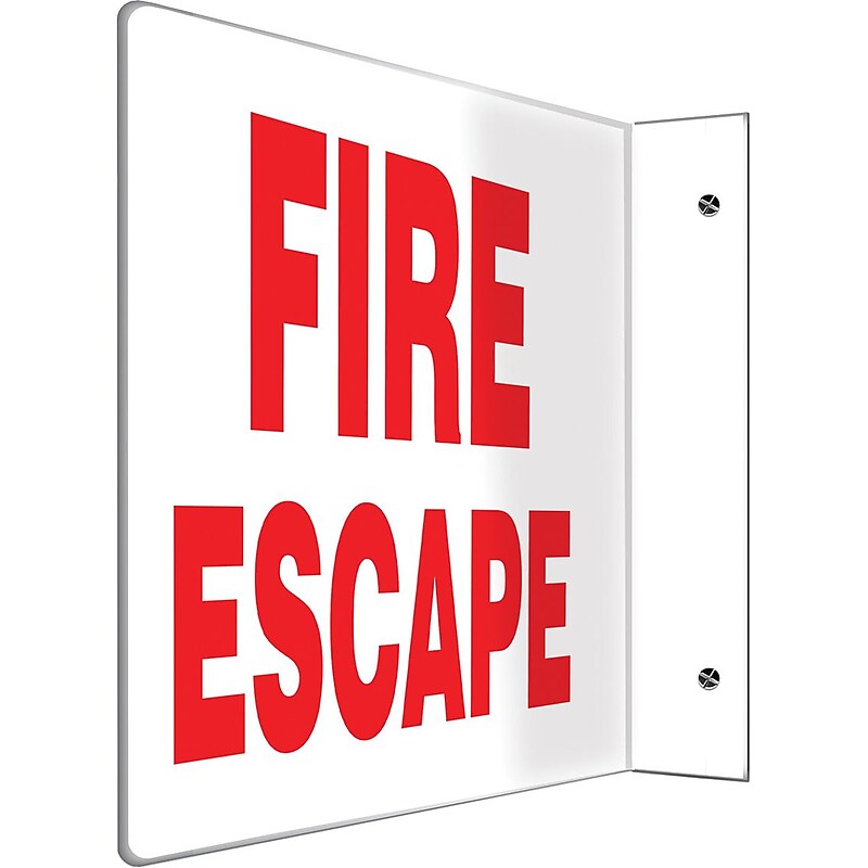 Accuform Fire Escape Projection Sign, Red/White, 8"H x 12"W (PSP200) image 1