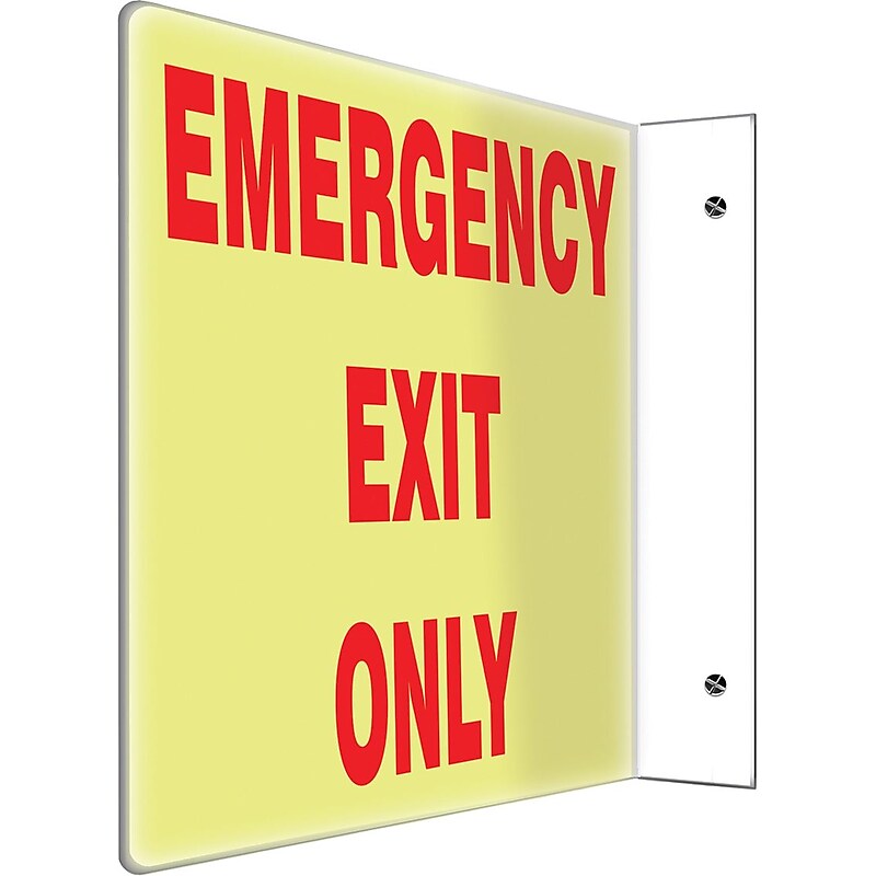 Accuform Emergency Exit Only Projection Sign, Red/White, 8"H x 12"W (PSP435) image 1