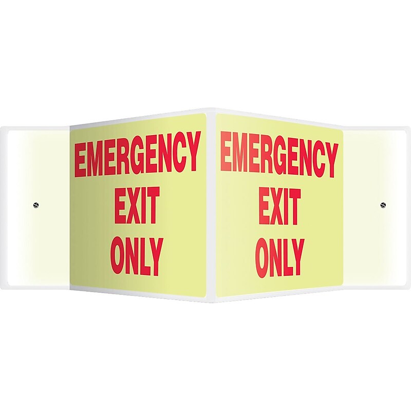 Accuform Emergency Exit Only Projection Sign, Red/White, 8"H x 12"W (PSP341) image 1