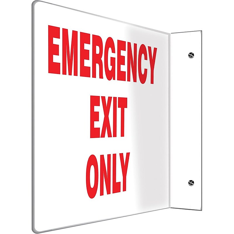 Accuform Emergency Exit Only Projection Sign, Red/White, 8"H x 12"W (PSP226) image 1