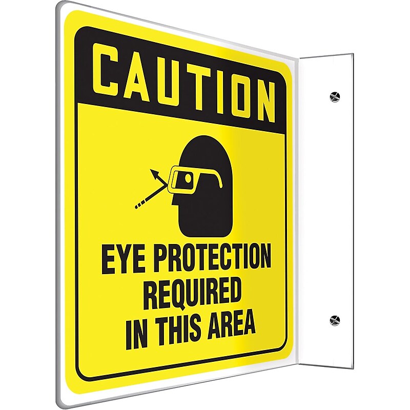 Accuform Eye Protection Required In This Area Projection Sign, Black/Yellow, 8"H x 8"W (PSP471) image 1