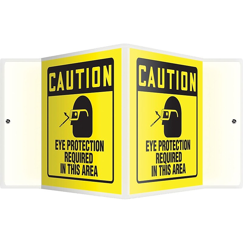 Accuform Eye Protection Required In This Area Projection Sign, Black/Yellow, 6"H x 5"W (PSP360) image 1