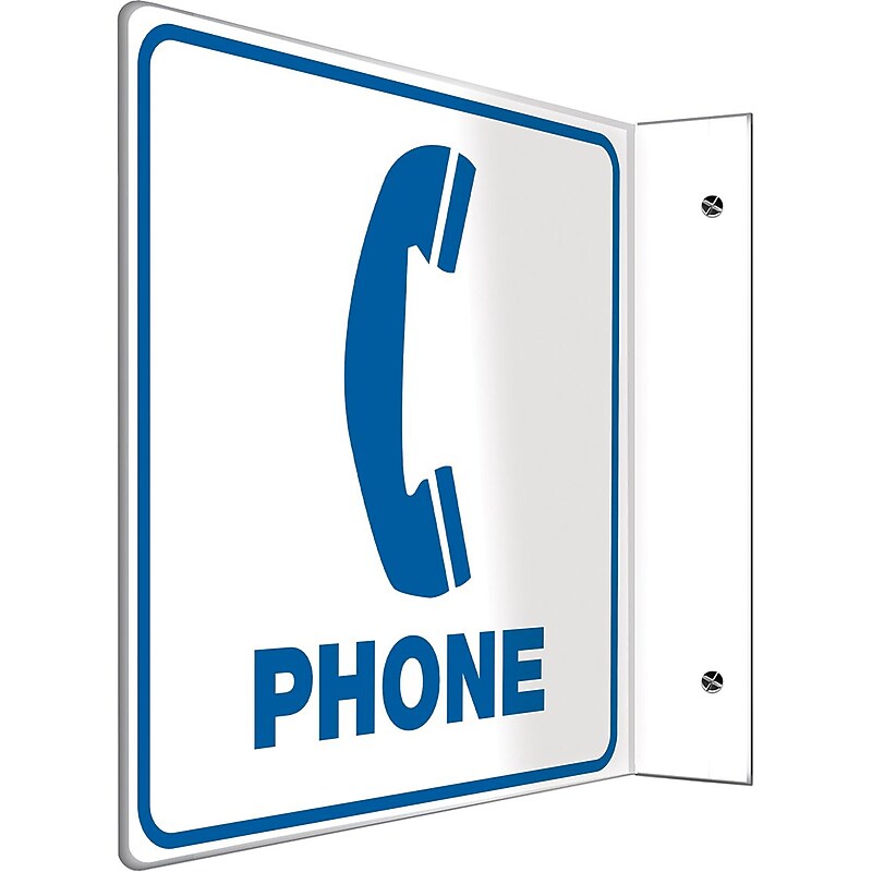 Accuform Phone Projection Sign, Blue/White, 8"H x 8"W (PSP489) image 1