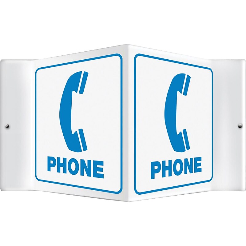 Accuform Phone Projection Sign, Blue/White, 6"H x 5"W (PSP378) image 1