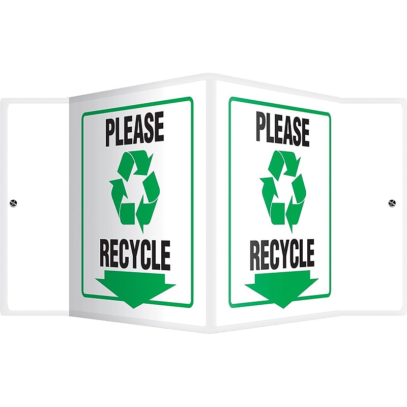 Accuform Please Recycle Projection Sign, Black/White, 6"H x 5"W (PSP376) image 1