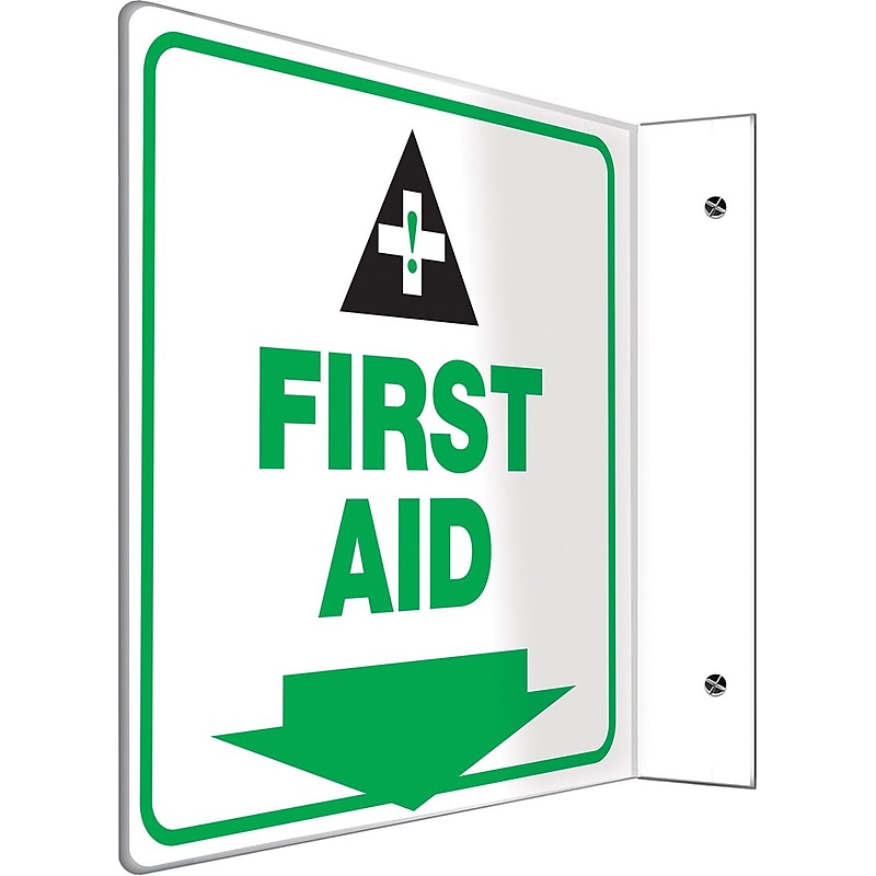 Accuform First Aid Projection Sign, Green/Black/White, 8"H x 8"W (PSP706) image 1