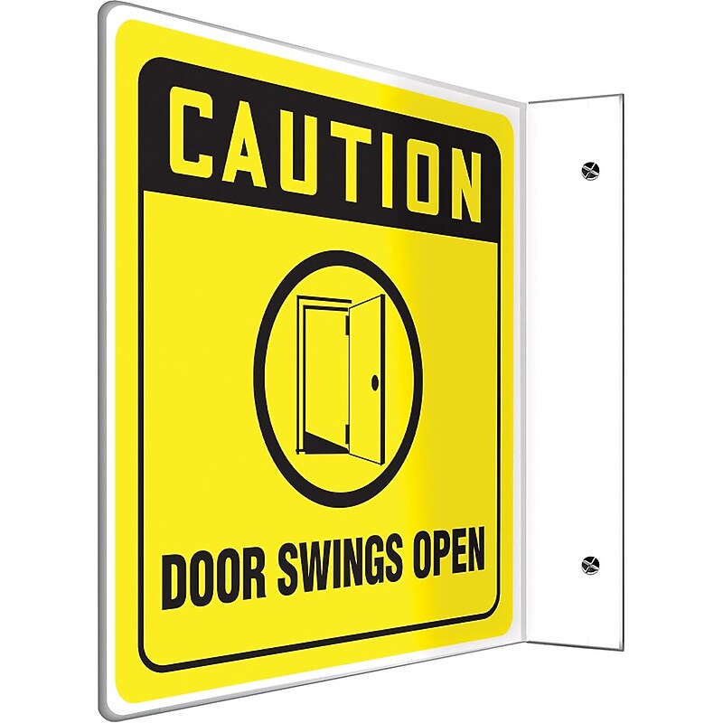Accuform Door Swings Open Projection Sign, Black/Yellow, 8"H x 8"W (PSP233) image 1