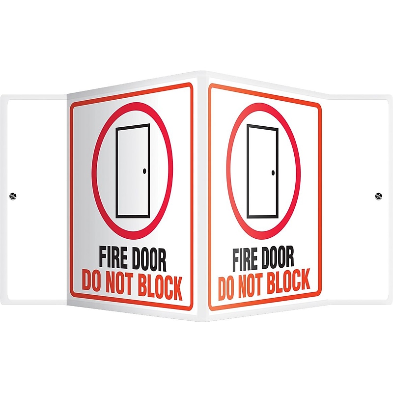 Accuform Fire Door Do Not Block Projection Sign, Red/Black/White, 6"H x 5"W (PSP132) image 1