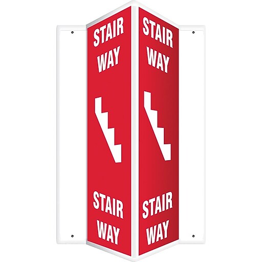 Accuform Stair Way Projection Sign, White/Red, 24