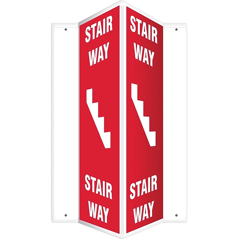 Accuform Stair Way Projection Sign, White/Red, 24"H x 4"W (PSP632) image 1