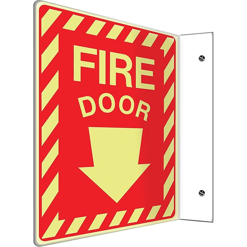 Accuform Fire Door Projection Sign, White/Red, 12"H x 9"W (PSP434) image 1