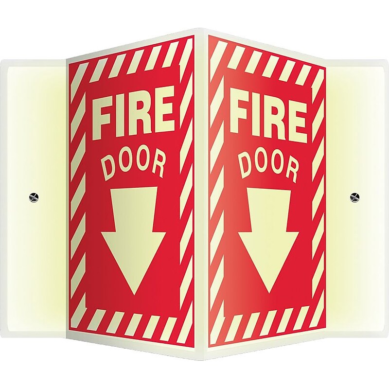Accuform Fire Door Projection Sign, White/Red, 12"H x 9"W (PSP353) image 1