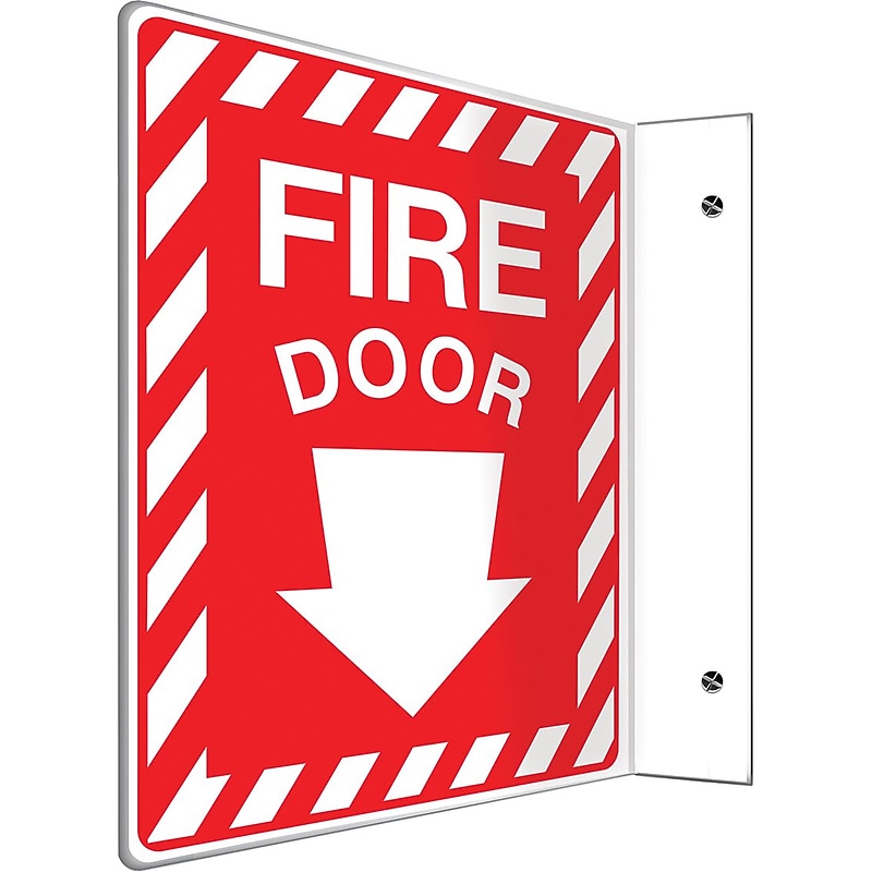Accuform Fire Door Projection Sign, White/Red, 12"H x 9"W (PSP429) image 1