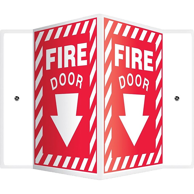 Accuform Fire Door Projection Sign, White/Red, 12"H x 9"W (PSP318) image 1