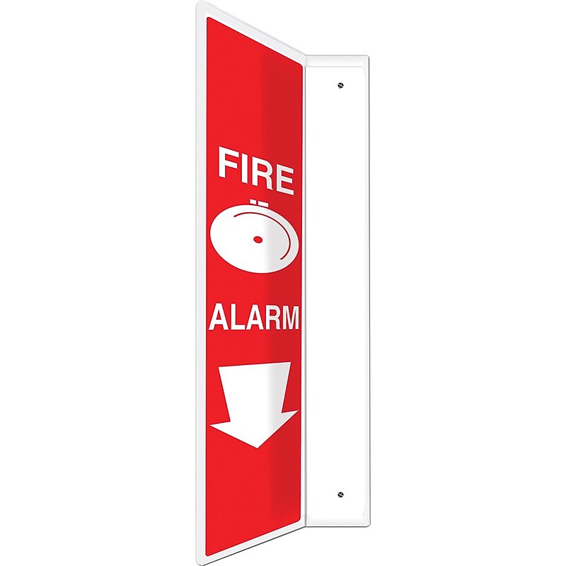 Accuform Fire Alarm Projection Sign, White/Red, 24"H x 4"W (PSP715) image 1