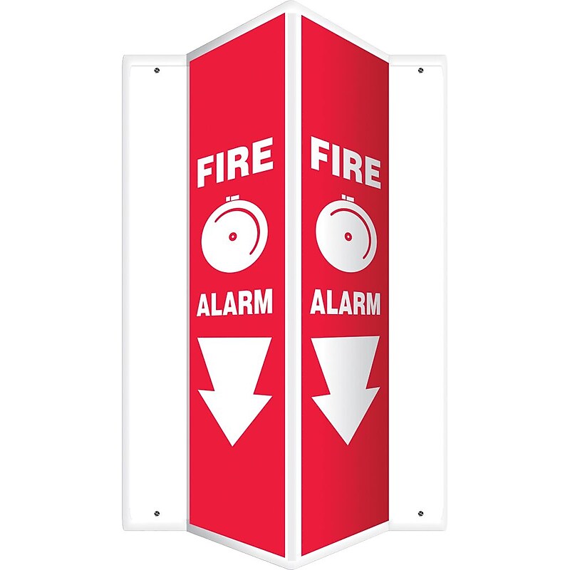 Accuform Fire Alarm Projection Sign, White/Red, 24"H x 4"W (PSP638) image 1