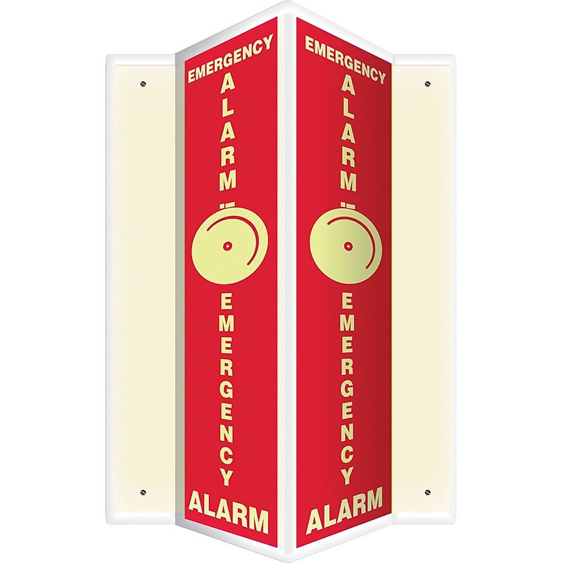 Accuform Emergency Alarm Projection Sign, White/Red, 24"H x 4"W (PSP320) image 1