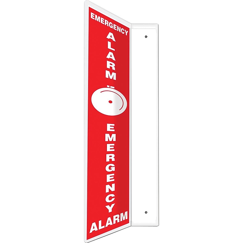 Accuform Emergency Alarm Projection Sign, White/Red, 24"H x 4"W (PSP713) image 1