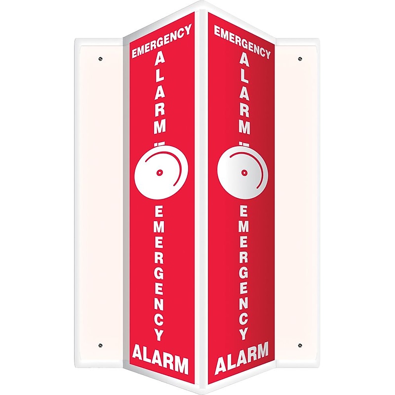 Accuform Emergency Alarm Projection Sign, White/Red, 24"H x 4"W (PSP631) image 1