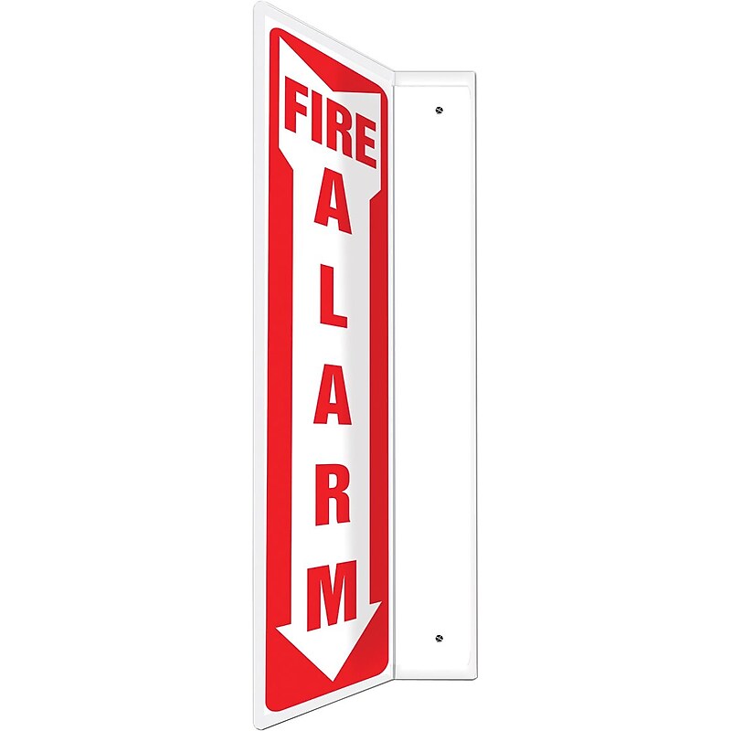 Accuform Fire Alarm Projection Sign, White/Red, 18"H x 4"W (PSP402) image 1
