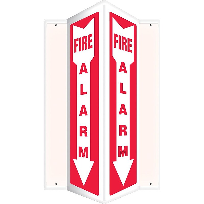 Accuform Fire Alarm Projection Sign, White/Red, 18"H x 4"W (PSP328) image 1